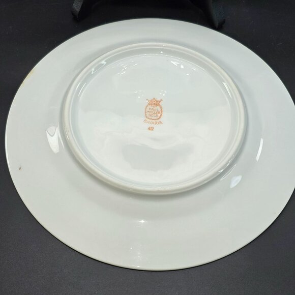 Paul Muller Selb Bavaria White Gold Porcelain Lunch Plates Set Of 2 CM2120 - Picture 4 of 5